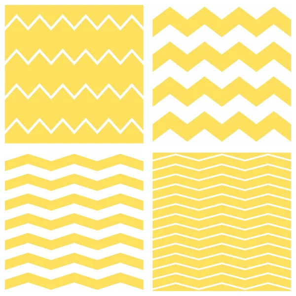 Azulejos patrón vectorial conjunto con amarillo y blanco zig zag fondo — Archivo Imágenes Vectoriales