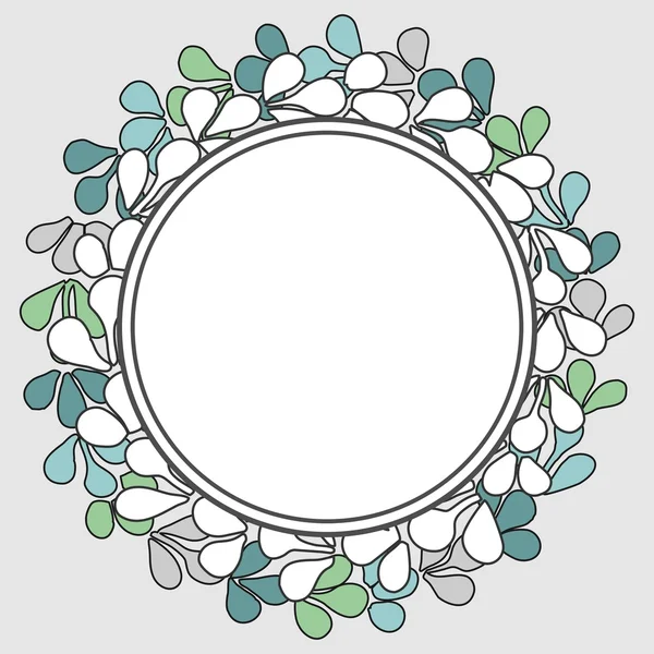 Pastel mavi, gri ve nane yeşili defne çelenk vektör çerçevesi