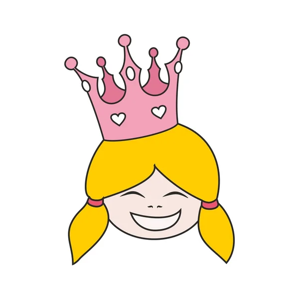 Prinses met roze kroon vector geïsoleerd op witte achtergrond — Stockvector