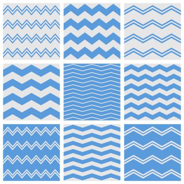 Döşeme vektör deseni ayarlamak ile denizci mavi ve gri zig zag arka plan