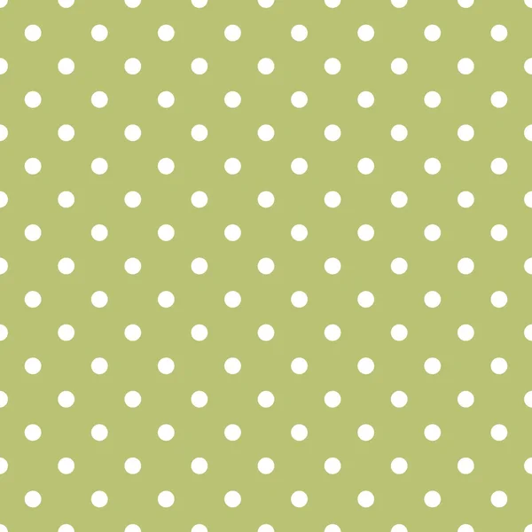 Tile vector pattern with white polka dots on green background — Stock Vector