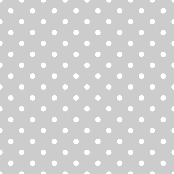 Tile vector pattern with white polka dots on grey background — Stock Vector