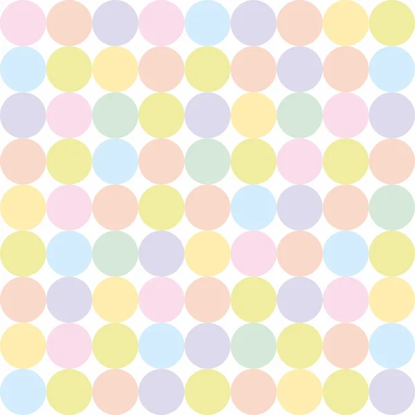 Tile vector pattern with pastel polka dots on white background — Stock Vector