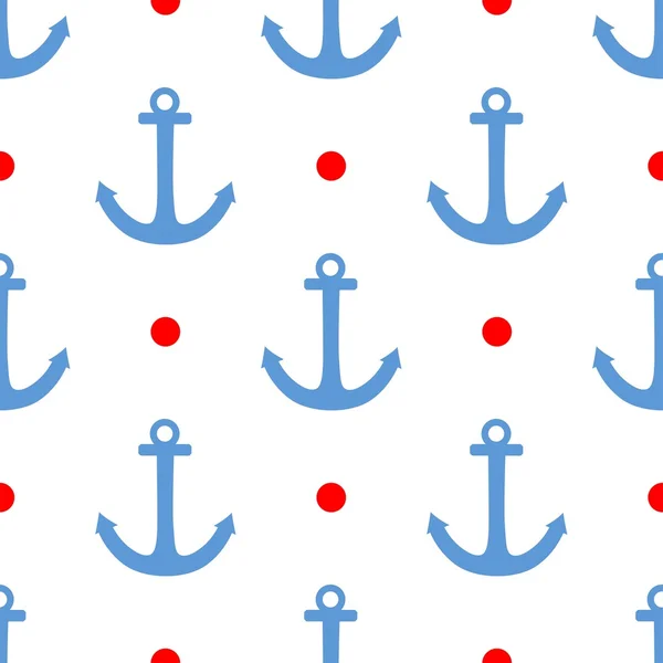 Tile sailor vector pattern with red polka dot — Stock Vector