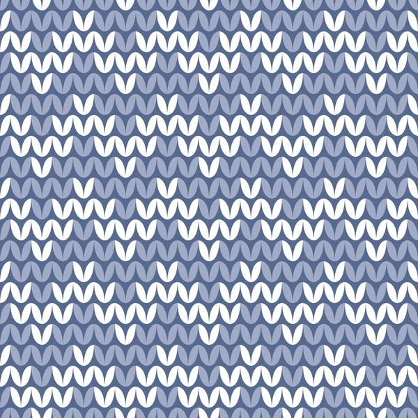 Tile blue and white knitting vector pattern — Stock Vector