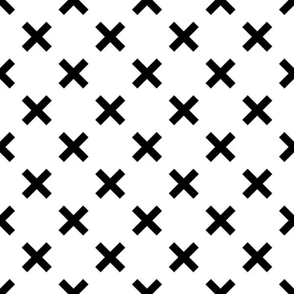 Azulejos blanco y negro x patrón de vector cruzado — Vector de stock