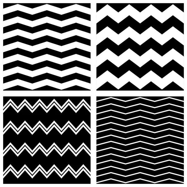 Azulejos patrón de vector chevron conjunto con zig zag negro sobre fondo blanco — Vector de stock