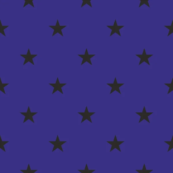 Kachelvektormuster mit schwarzen Sternen auf dunkelblauem Hintergrund — Stockvektor