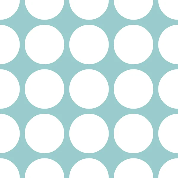 Tile vector pattern with big white polka dots on mint green background — Stock Vector