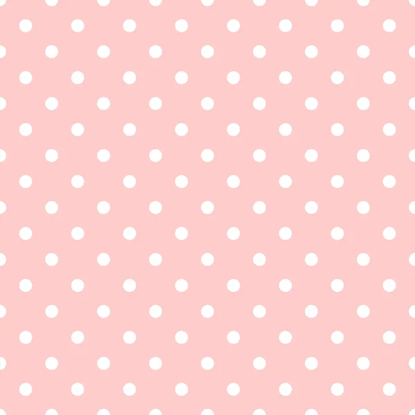 Patrón vectorial de azulejos con lunares blancos sobre fondo rosa pastel — Vector de stock