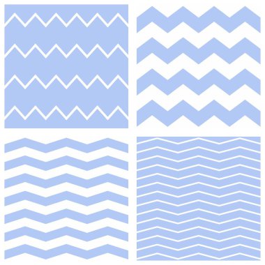 Mavi ve beyaz zig zag arkaplanlı döşeme vektör şablonu ayarlandı