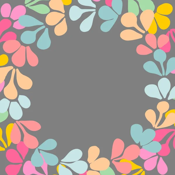 Cadre Vectoriel Couronne Florale Colorée Pastel Sur Fond Points — Image vectorielle