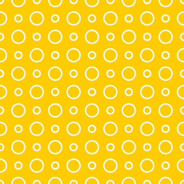 白い水玉模様のシームレスなベクトルパターンが日当たりの良い黄色の背景に — ストックベクタ