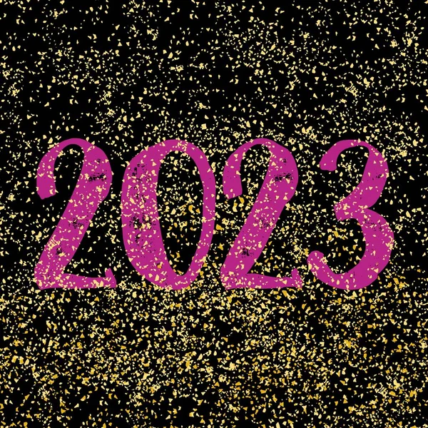 2023 Signe Vectoriel Sur Poussière Dorée Fond Noir — Image vectorielle