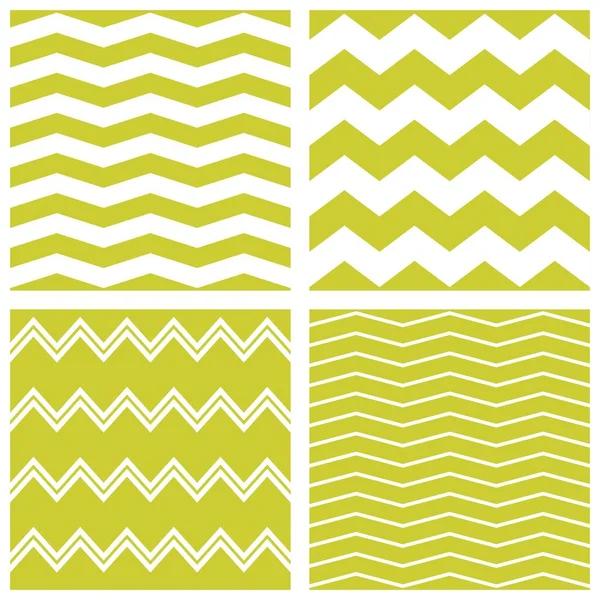 Azulejos Patrón Vectorial Conjunto Con Verde Blanco Zig Zag Imprimir — Vector de stock