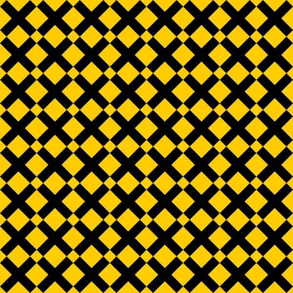 Tile Cross Yellow Black Vector Pattern Seamless Decoration Wallpaper — Stock Vector