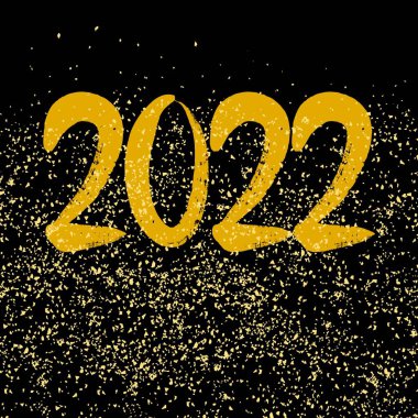 Siyah zemin üzerinde altın vektör tozu olan 2022 işareti