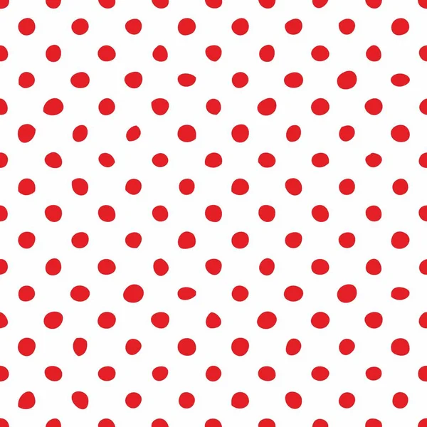Seamless Vector Pattern Tile Red Polka Dots White Background — Stock Vector