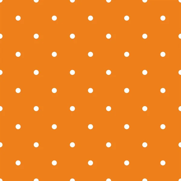 Patrón Vectores Azulejos Con Pequeños Lunares Blancos Sobre Fondo Naranja — Vector de stock