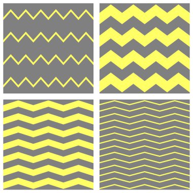 Gri, beyaz ve sarı zig zag arkaplanlı fayans vektör deseni