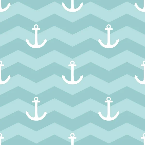 Tile Sailor Vector Pattern Anchor White Blue Stripes Background — Stock Vector