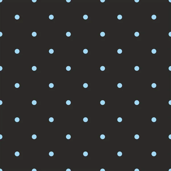黒の背景にレトロミントグリーンまたはブルーのポルカドットとタイルベクトルパターン — ストックベクタ