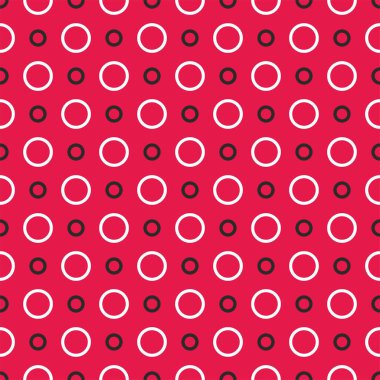 Kırmızı arka plandaki siyah ve beyaz noktalar, pürüzsüz vektör deseni