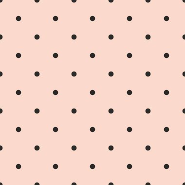 Tatlı pastel pembe arka planda siyah benekli kusursuz vektör deseni