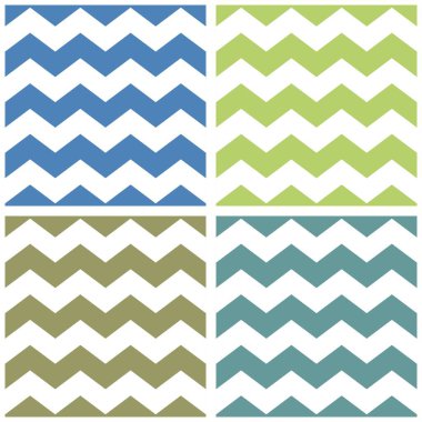 Yeşil ve beyaz zig zag arkaplan koleksiyonu olan döşeme vektör şablonu