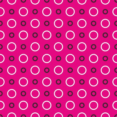 Pembe arkaplandaki siyah ve beyaz noktalar pürüzsüz vektör deseni