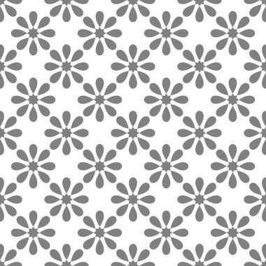 Siyah arkaplanda dekoratif beyaz baskılı kusursuz koyu gri ve beyaz vektör deseni