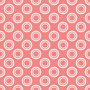 Pembe arka planda beyaz noktalı, pürüzsüz vektör deseni