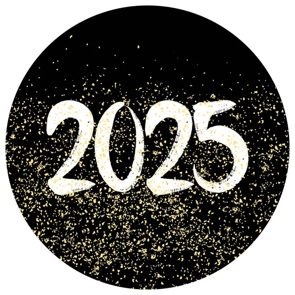 2025 Vektorové Znamení Zlatým Prachem Černém Pozadí Izolované Bílém — Stockový vektor