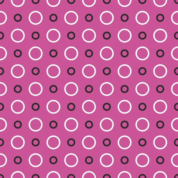 ピンクまたは紫の背景の黒と白のドットレトロなシームレスなベクトルパターン — ストックベクタ