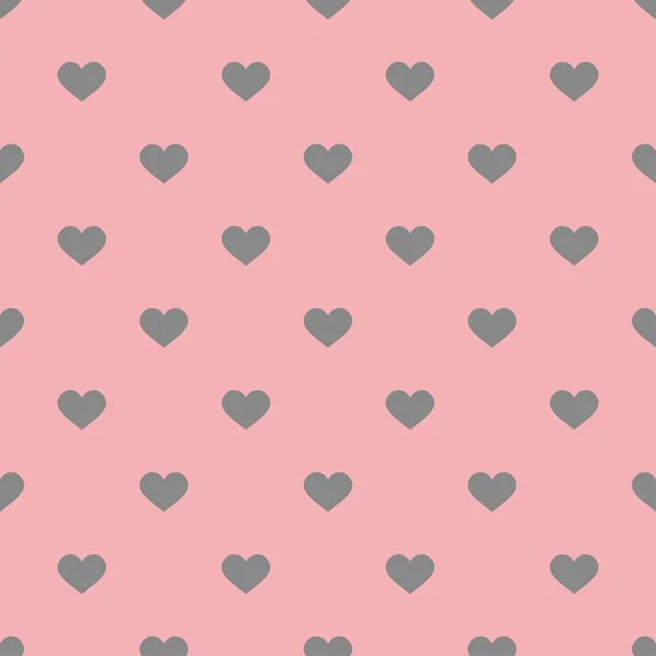 Patrón Vectores Azulejos Con Corazones Grises Sobre Fondo Rosa Pastel — Vector de stock