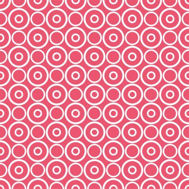 Pembe arka planda küçük beyaz benekli kusursuz vektör deseni. Kartlar, albümler, arka planlar, sanatlar, el sanatları, kumaşlar, dekorasyon veya albümler için