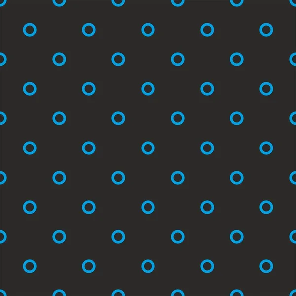 黒の背景にタイルブルーのポルカドットとシームレスなベクトルパターン — ストックベクタ
