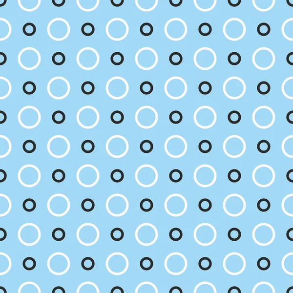 淡蓝色背景上有可爱瓷砖黑白点的无缝线矢量图案 — 图库矢量图片