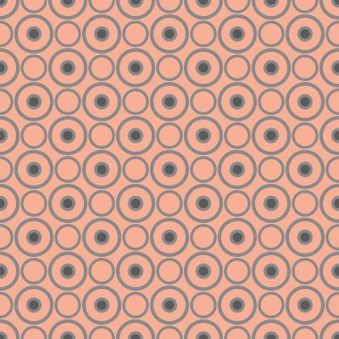 Seamless vector pattern with grey dots on retro pink background. For cards, albums, backgrounds, arts, crafts, fabrics, decorating or scrapbooks