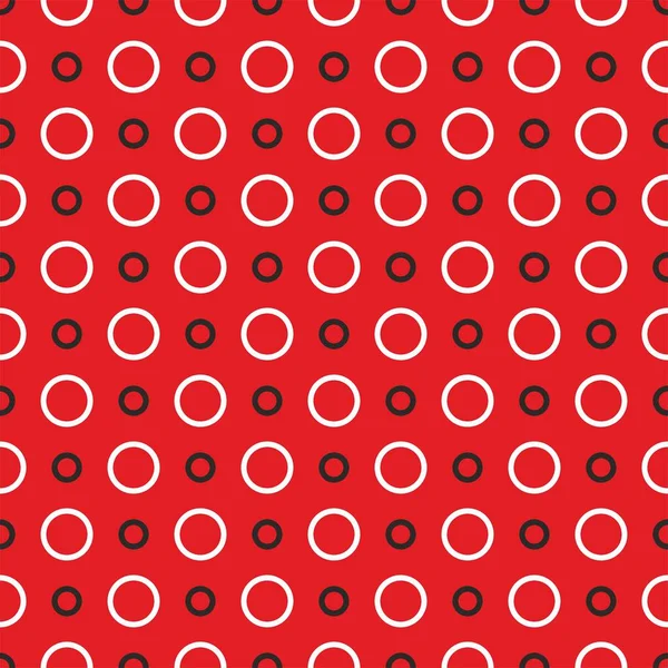 赤の背景に黒と白のドットを持つタイルベクトルパターン — ストックベクタ