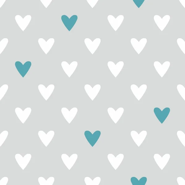 Tile Vector Pattern White Mint Green Hearts Grey Background — Stock Vector