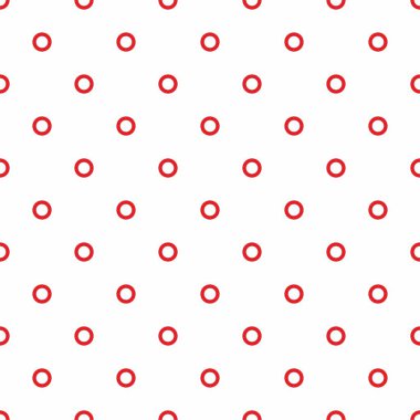 Beyaz arkaplanda kırmızı benekli Retro vektör deseni - çocuklar için klasik dikişsiz doku arka plan, web sitesi tasarımı, blog, masaüstü duvar kağıdı