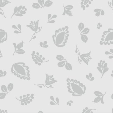 Dikensiz çiçek desenli döşeme vektör deseni ve gri arkaplanda iz bırakıyor