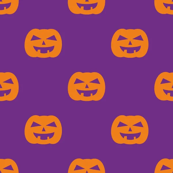 Хеллоуїн Плитка Векторний Візерунок Апельсиновим Гарбузом Фіолетовому Фоні — стоковий вектор