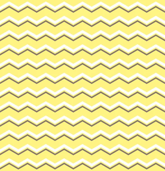 Tile vector pattern with white and brown zig zag print on yellow background — Stock Vector