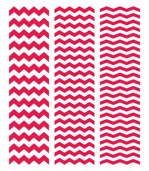 Tegel chevron schattig vector patroon ingesteld met donkere roze zig zag op witte achtergrond — Stockvector