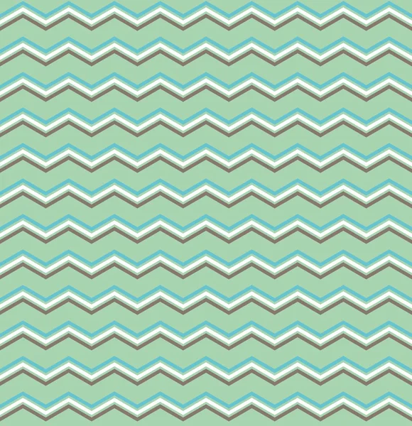 Tile vector pattern with blue, brown and white zig zag print on mint green background — Stock Vector