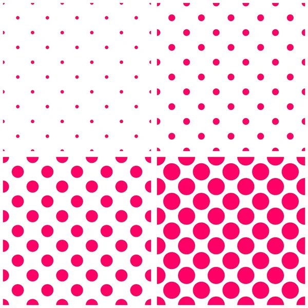 Pink polka dots on white vector tile background set — Stock Vector