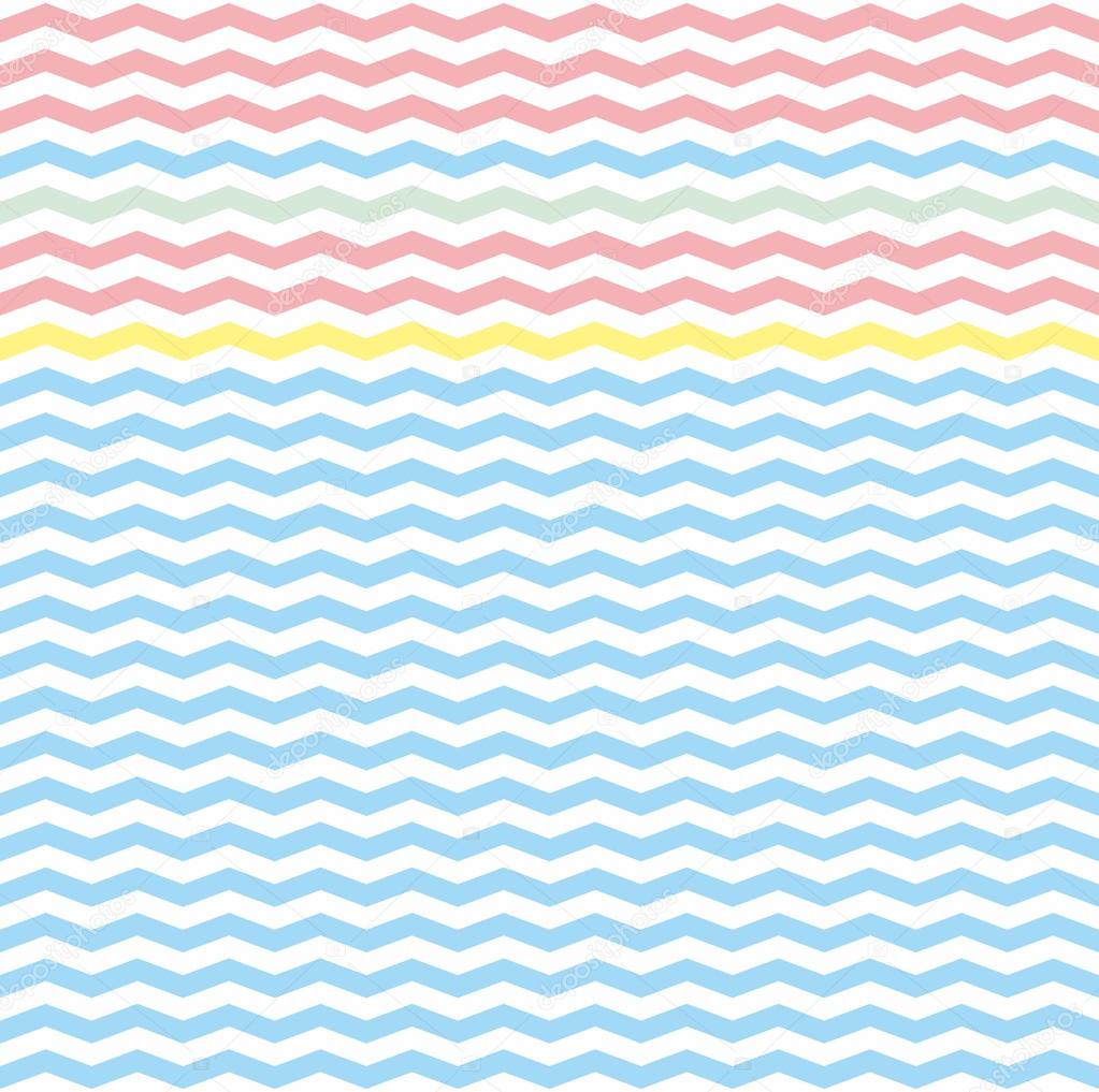 Chevron zig zag tile vector pattern or seamless green, pink, yellow and blue background.