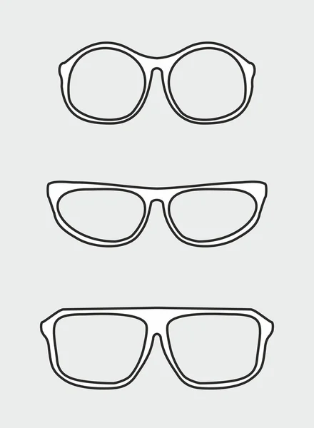 Juego de gafas vectoriales. Ilustración hipster en blanco y negro aislada sobre fondo gris . — Archivo Imágenes Vectoriales